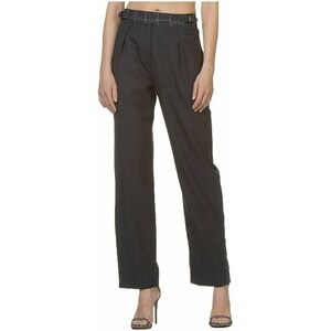 Rag & Bone James Trousers Charcoal Navy Plaid Buckle Ankle Zip Wool Blend 12